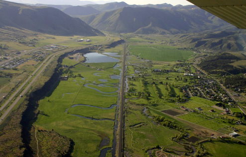 Looking south from Pocatello towards the Portneuf Gap (high water year)